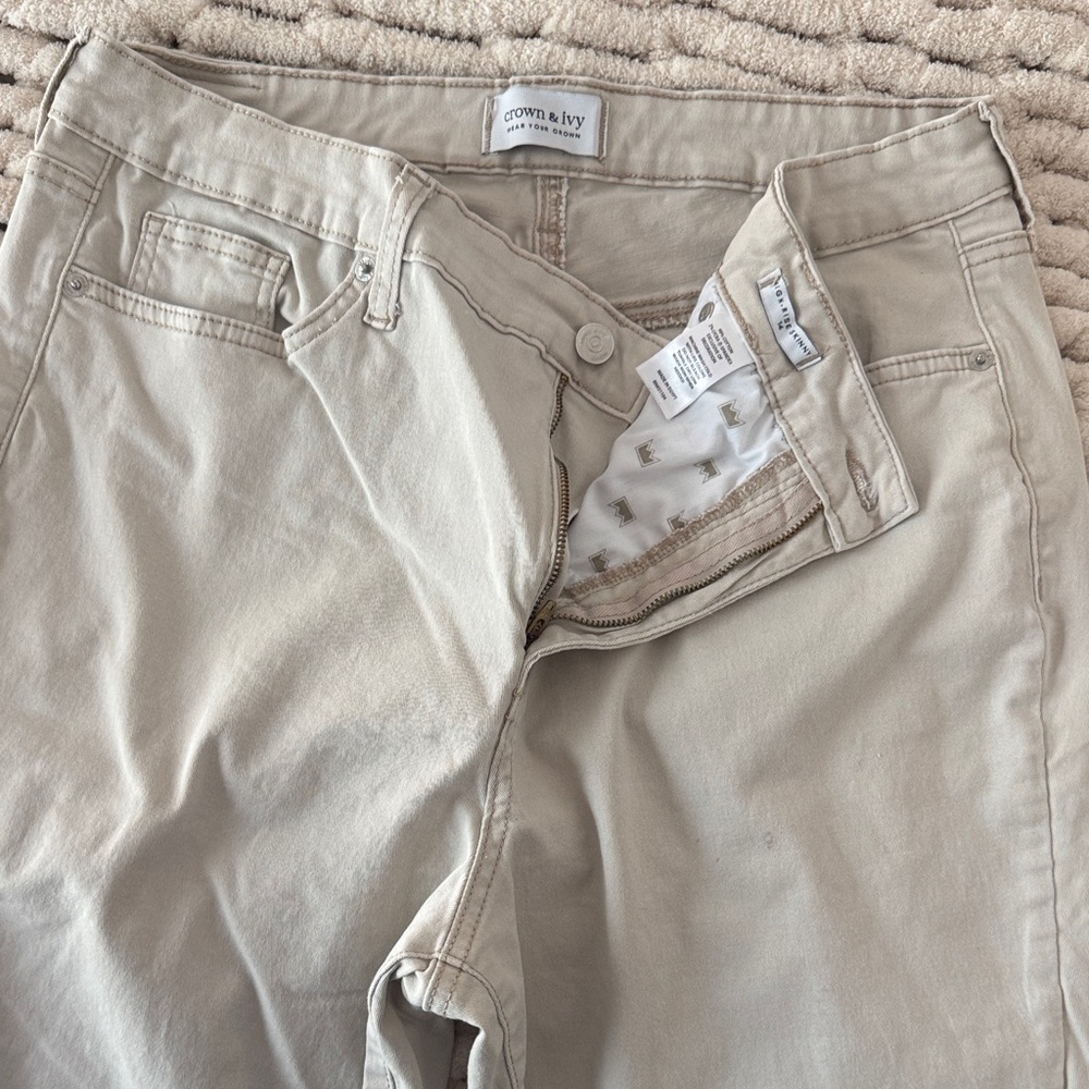 Crown & Ivy Light Khaki Straight Jeans